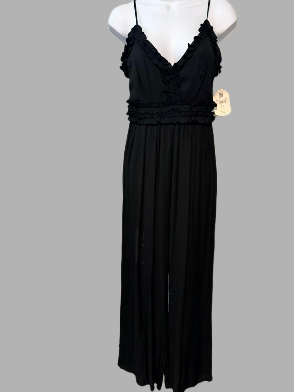 Black Ruffle V-Neck Jumpsuit